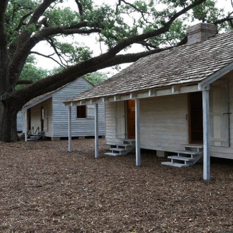 Slave cabins on a plantation