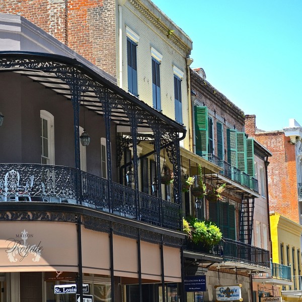 Row houses in and shops in downtown New Orleans