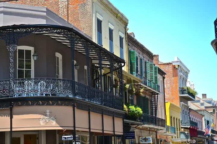 Row houses and shops in downtown New Orleans