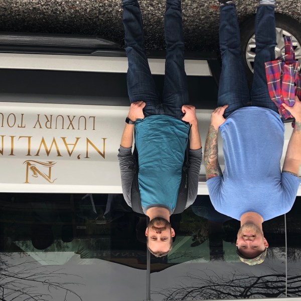 Accidental Bear standing in front of a car posing for the camera